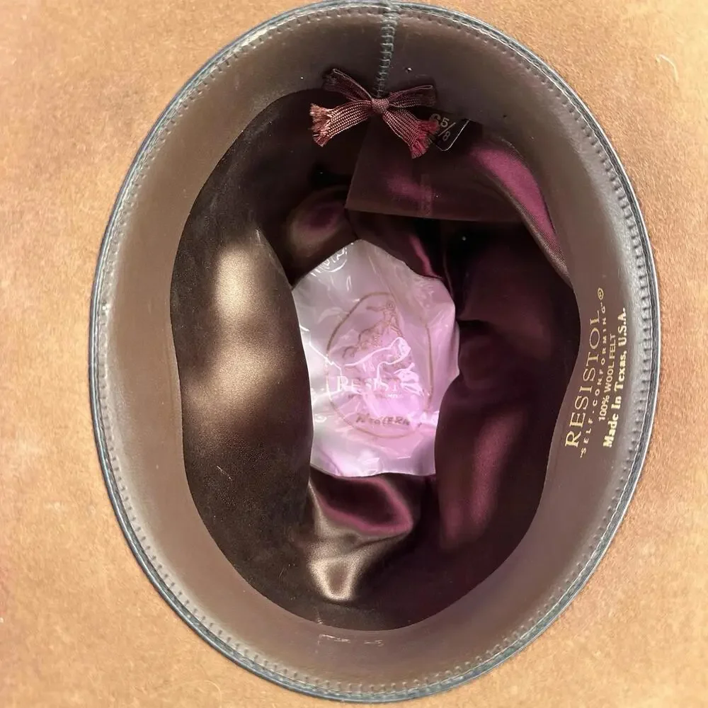 VTG Resistol Cowboy Hat Youth 6 5/8 Tan Rust Colored Wool Felt Made in USA - Picture 6 of 10